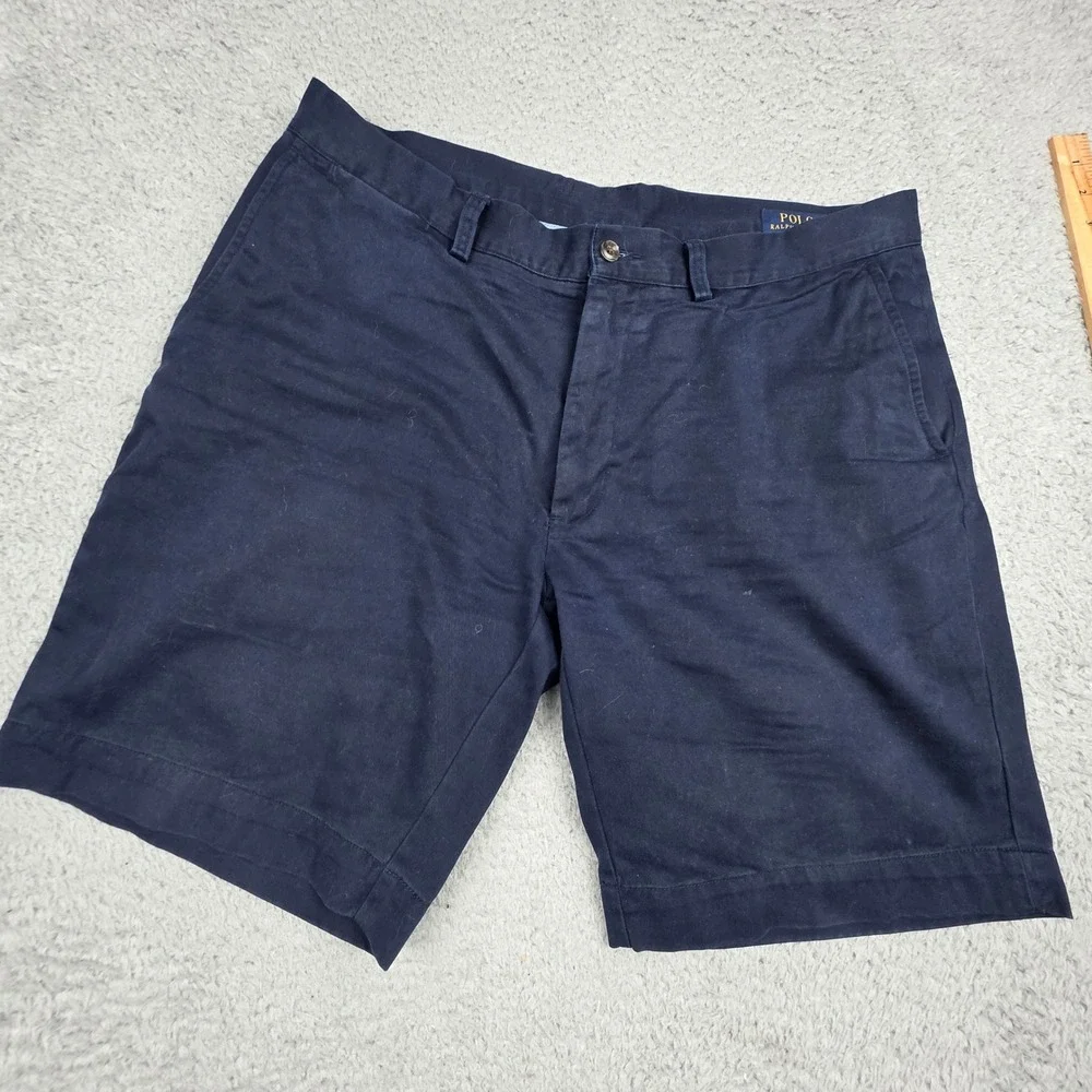 Polo Ralph Lauren Chino Shorts Mens 35 Navy Blue Classic‎ Fit 9 Inch Cotton